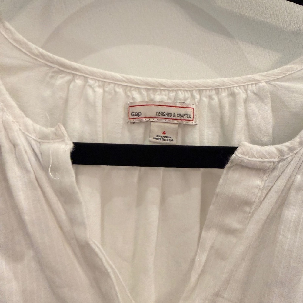 Gap White Gauze Button Front Dress 4 Cottagecore Boho Coastal Minimalist - Picture 3 of 3